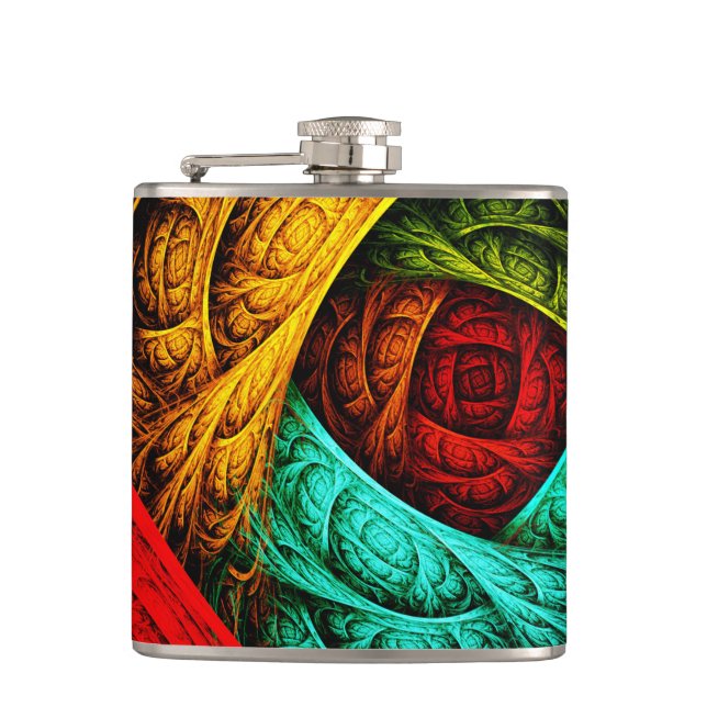 Colourful Artistic Modern Abstract Art Pattern #09 Hip Flask (Front)