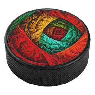 Colourful Artistic Modern Abstract Art Pattern #09 Hockey Puck