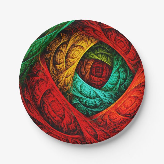 Colourful Artistic Modern Abstract Art Pattern #09 Paper Plate (Front)