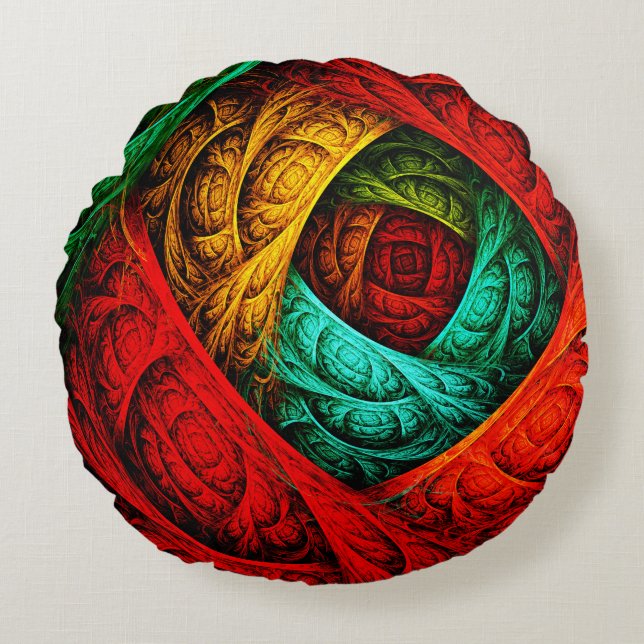 Colourful Artistic Modern Abstract Art Pattern #09 Round Cushion (Front)