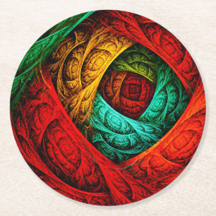 Colourful Artistic Modern Abstract Art Pattern #09 Round Paper Coaster