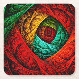 Colourful Artistic Modern Abstract Art Pattern #09 Square Paper Coaster