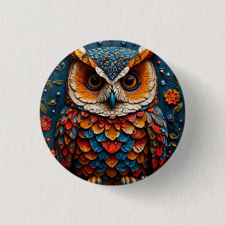 Colourful Artistic Owl 3 Cm Round Badge