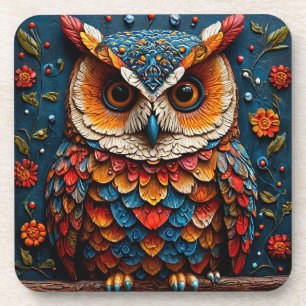 Colourful Artistic Owl Coaster