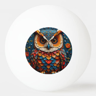 Colourful Artistic Owl Ping Pong Ball