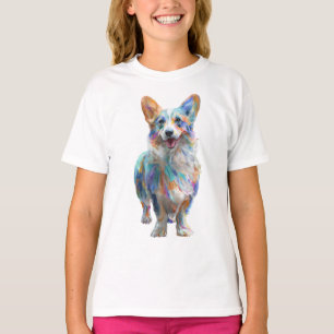 Colourful Artistic Painted Corgi Dog Kids T-Shirt