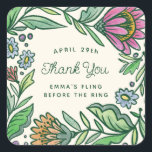 Colourful Artistic Scandi Bridal Shower Gift Favou Square Sticker<br><div class="desc">Sweet and pretty,  this square sticker is easily personalised and features a border design of Scandinavian-inspired florals in colourful jewel tones and pastels giving it a softly rustic and glam vibe. Ideal for a bridal or baby shower,  tie this gift tag on favours,  gifts and more.</div>