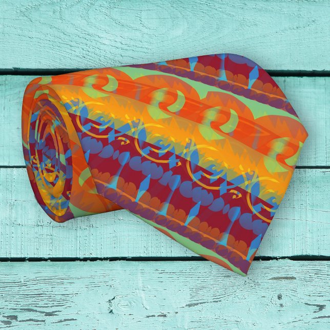 Colourful Artistic Stripe Pattern Tie (Tie featuring a modern artistic and colorful stripe pattern.)