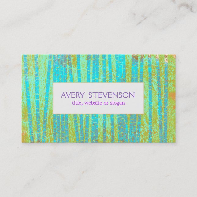 Colourful Artistic Turquoise Blue Bamboo Nature Business Card (Front)