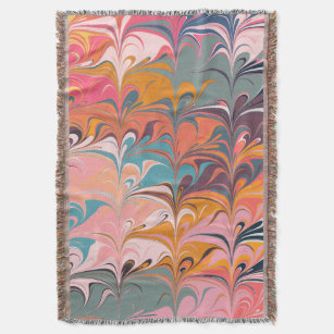 Colourful Artsy Abstract Marble Swirl Design Throw Blanket
