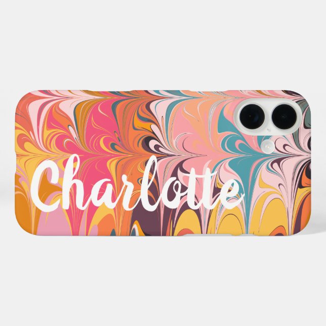 Colourful Artsy Abstract Marble Swirl Personalised Case-Mate iPhone Case (Back (Horizontal))