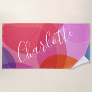Colourful Artsy Abstract Shapes Personalised Name  Beach Towel