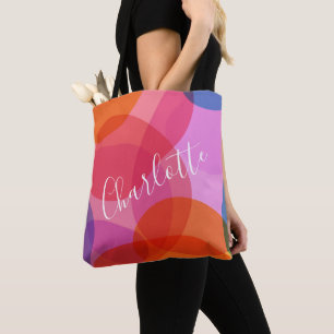 Colourful Artsy Abstract Shapes Personalised Name  Tote Bag