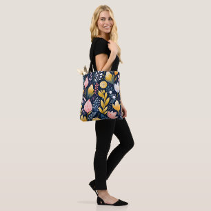 Colourful artsy flowers tote bag