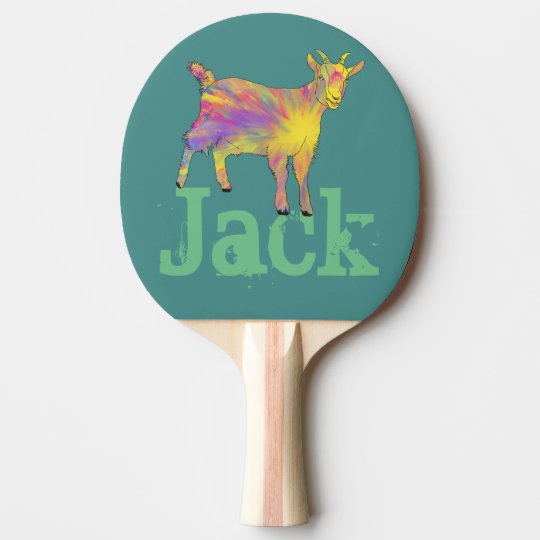 Colourful Artsy Goat Farm Animal Art Jack Add Name Ping Pong Paddle