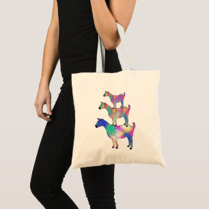 Colourful Artsy Goats Standing on Things Design Tote Bag