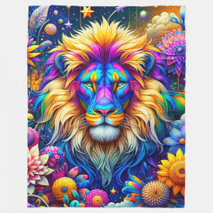 Colourful Artsy Lion Fleece Blanket