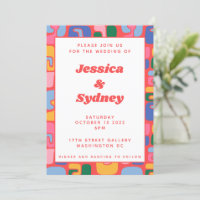 Colourful Artsy Modern Abstract Red Shapes Wedding