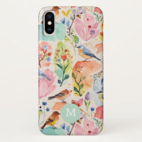 Colourful Arty Birds and Flowers Watercolor