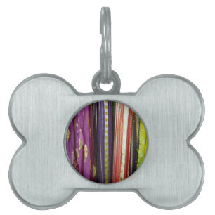 Colourful Asian Scarves Pet Name Tag