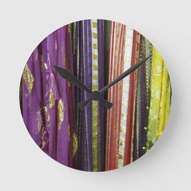 Colourful Asian Scarves Round Clock (Front)