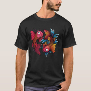 Colourful Asian Style Yin Yang Koi Fish Japanese T-Shirt