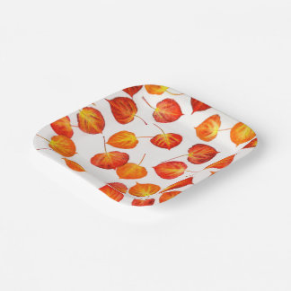 Colourful Aspen Autumn Leaves  Paper Plate