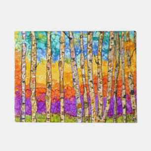 Colourful Aspen Trees Door Mat