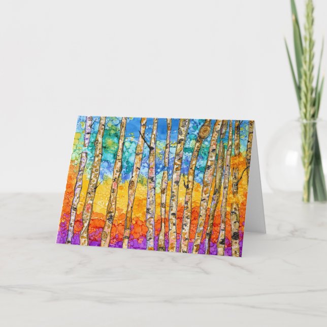 Colourful Aspen Trees Greeting Card (Front)