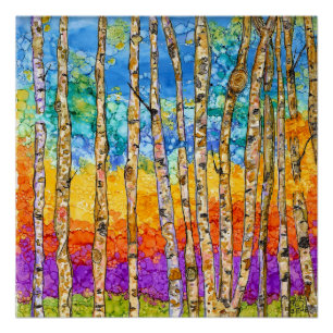 Colourful Aspen Trees Poster - 20" x 20"