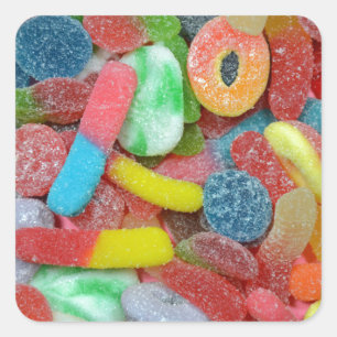 Colourful assorted chewy candy square sticker