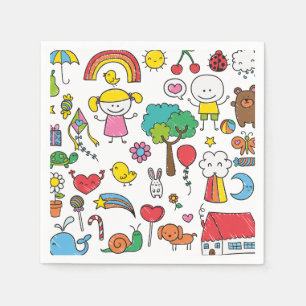 Colourful Assorted Children's Drawing   Napkin