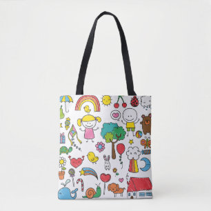 Colourful Assorted Children's Drawing Tote Bag