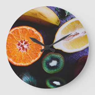 Colourful Assorted Fruits Large Clock