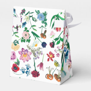 Colourful Assorted Spring Flowers White Background Favour Box
