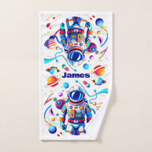 Colourful Astronaut and Univers in Bold Colours Bath Towel Set