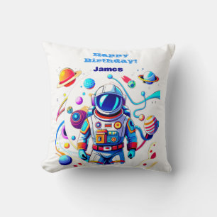 Colourful Astronaut and Univers in Bold Colours Cushion