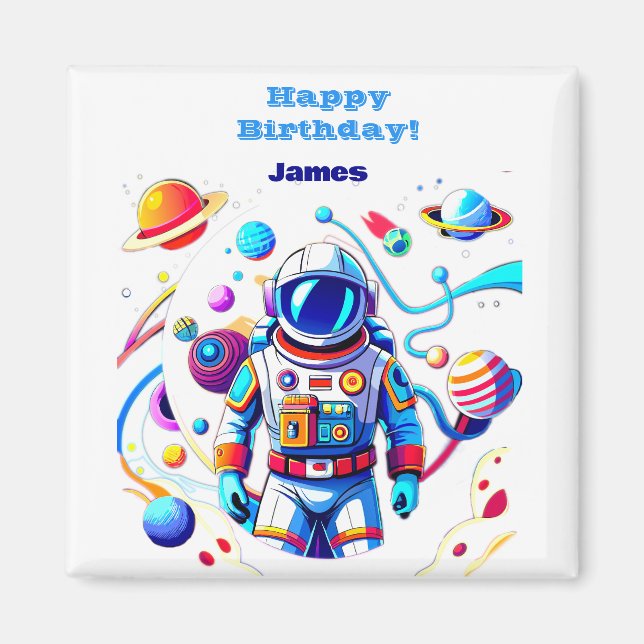 Colourful Astronaut and Univers in Bold Colours Magnet (Front)