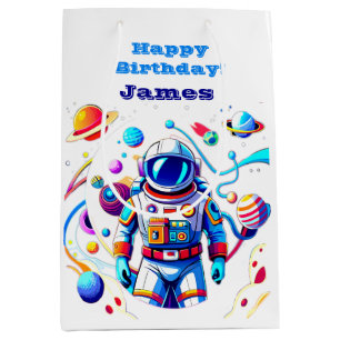 Colourful Astronaut and Univers in Bold Colours Medium Gift Bag