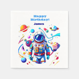 Colourful Astronaut and Univers in Bold Colours Napkin