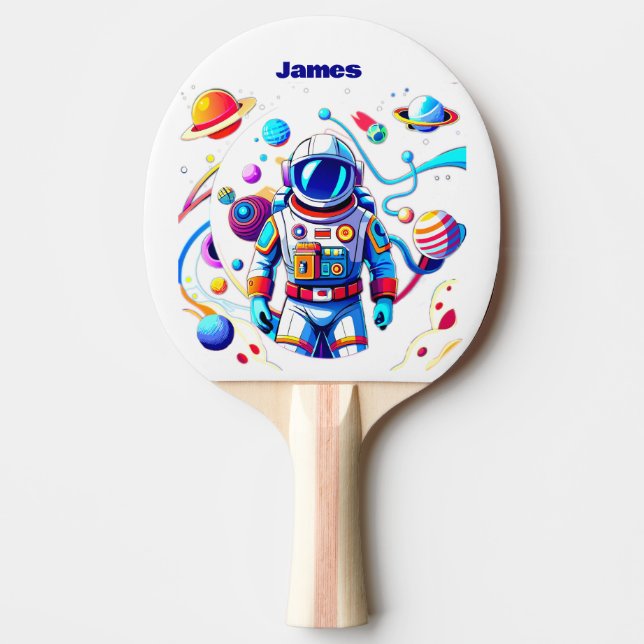 Colourful Astronaut and Univers in Bold Colours Ping Pong Paddle (Front)