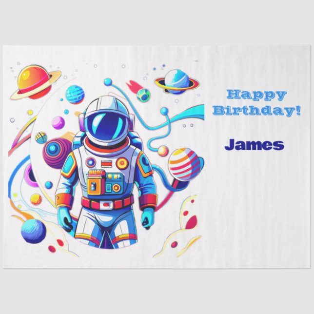 Colourful Astronaut and Univers in Bold Colours Tissue Paper (Front)