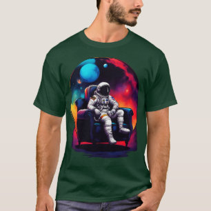 colourful astronaut chilling on a sofa in space T-Shirt