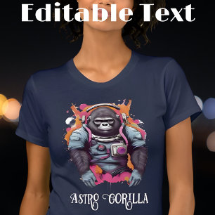 Colourful Astronaut Gorilla Editable Text T-Shirt