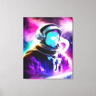 Colourful Astronaut in Outer Space Stretched Canva Canvas Print