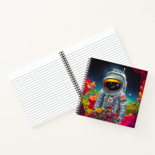Colourful Astronaut in Space with Flowers Artwork  Notebook