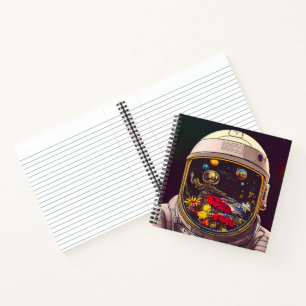 Colourful Astronaut in Space with Flowers Artwork  Notebook