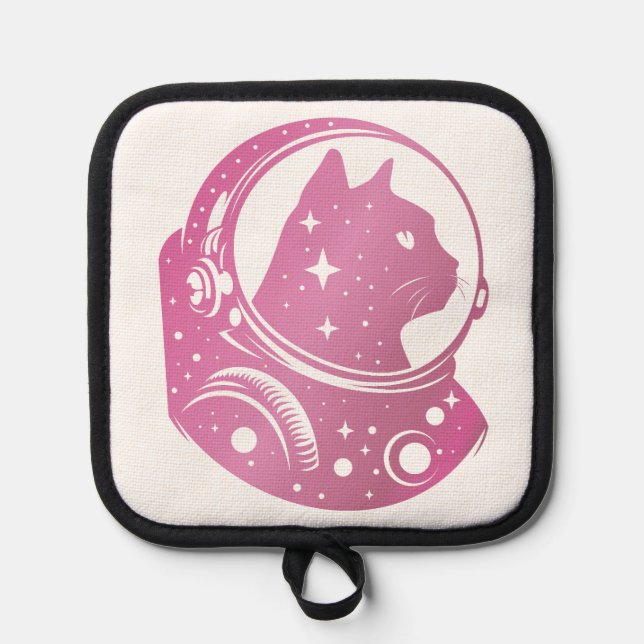 colourful Astronaut Kitty Pot Holder (Front)