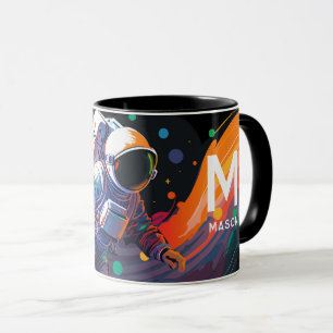Colourful Astronaut Space Personalised Name Mug