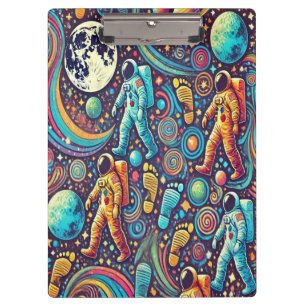 Colourful Astronaut Spacewalk Pattern Clipboard